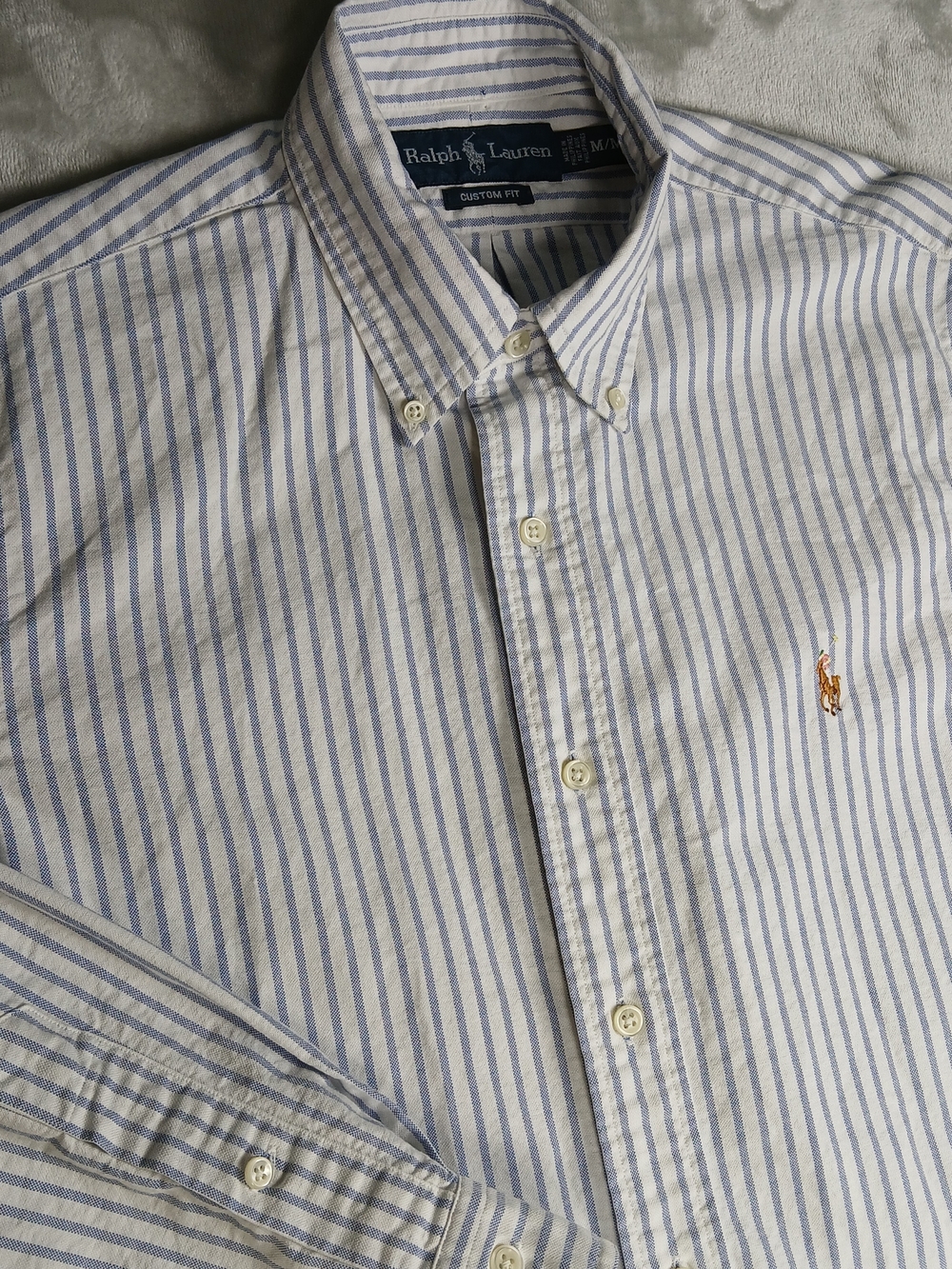 Ralph Lauren Button Down Oxford Shirt M Men's Striped Flesh Pony